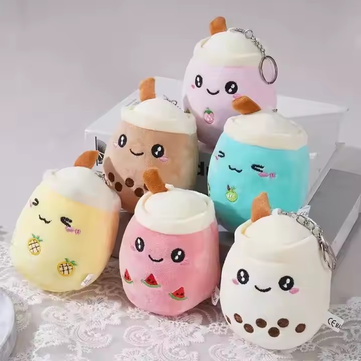 12CM Milk Tea Cup Pendant Plush Toy Doll Plush Boba Toys Keychain Kids Gift Cute Plush Wholesale Dolls